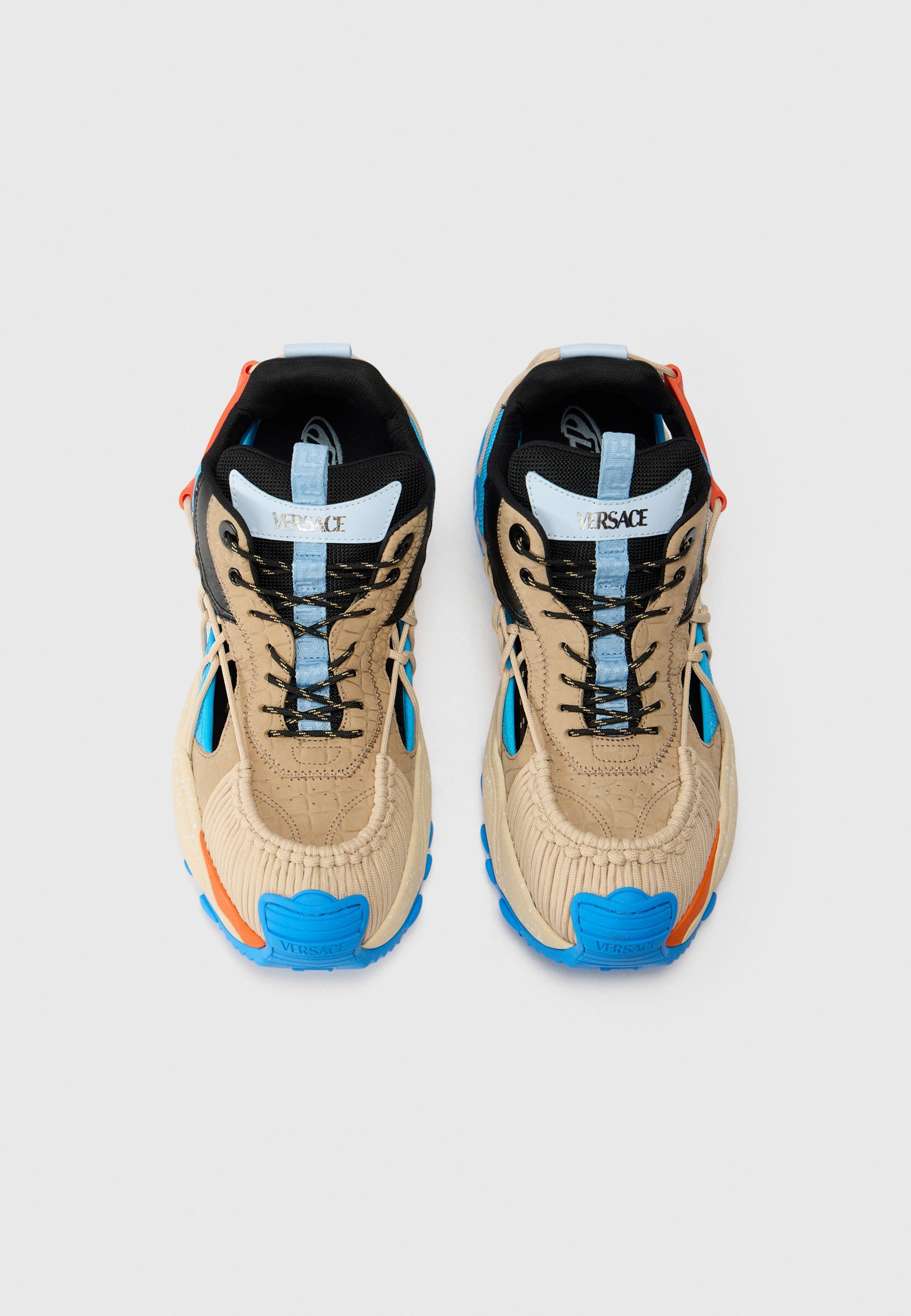 Versace sneakers - zand/zwart/blauwe hortensia/skiduiker