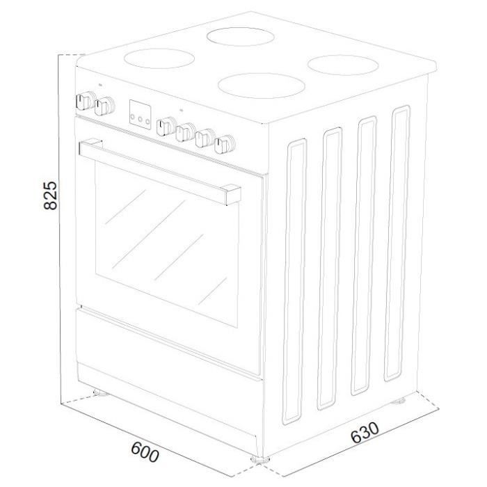 Cuisinière gaz CONTINENTAL EDISON CECG60FCB1 - 4 feux - L59,8 x P61 xH83cm- Noir
