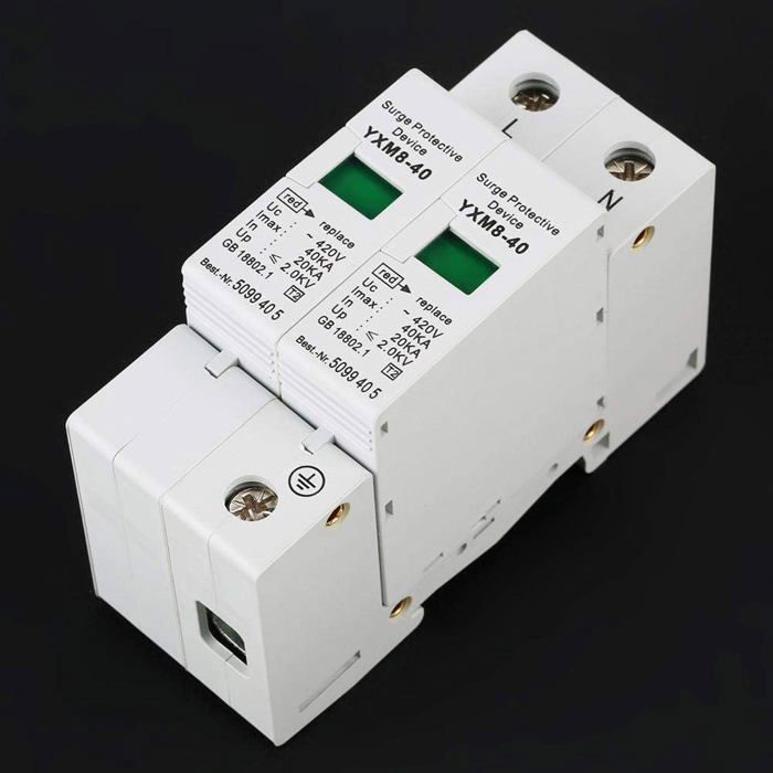 Dispositivo protector contra sobretensiones de 220 V, 2 polos y 40 kA. Protección contra sobretensiones de bajo voltaje para uso doméstico. Modelo YXM8.