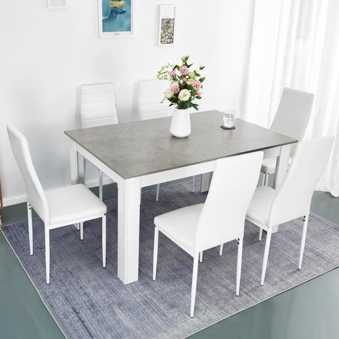 Mondeer - Juego de mesa de comedor con 6 sillas, mesa de comedor, mesa de cocina, para comedor, cocina - Gris
