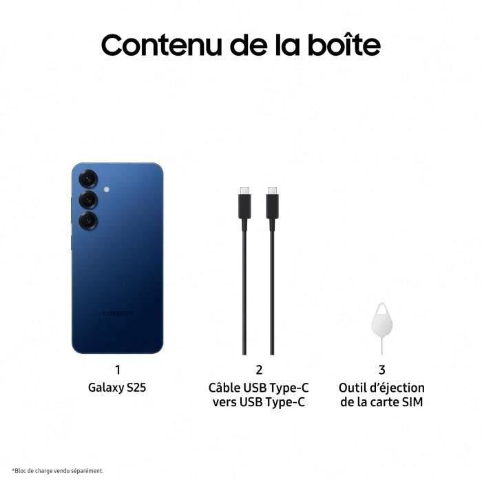 SAMSUNG Galaxy S25 AI Smartphone 128 Go Bleu nuit