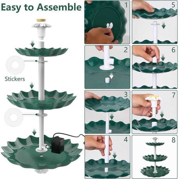 Fuente solar AISITIN DIY de 3,5 W – 3 niveles, desmontable, para jardín, bebedero para pájaros, fuente de agua - Salón de jardín