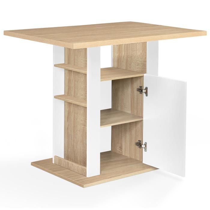 IDMARKET UGO 110cm Central Island in white wood and beech effect with storage