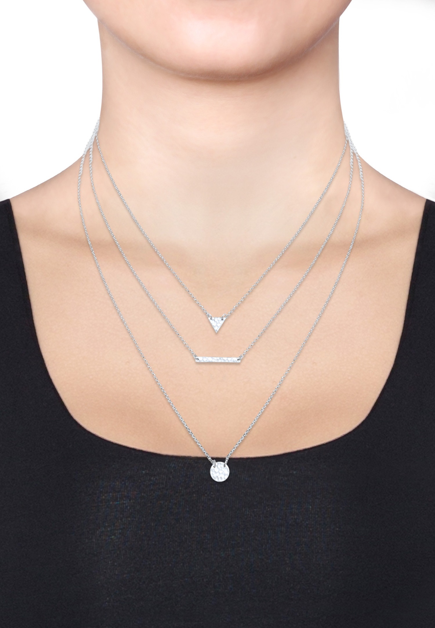 Elli Femme Triangle Géo Trois Couches - (925/1000) Argent