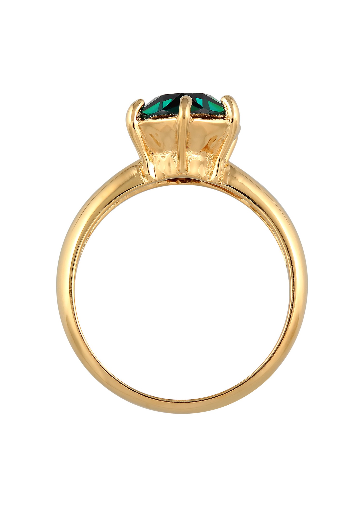 Elli Femmes Solitaire Elégant avec cristal Vert en argent sterling 925 plaqué or