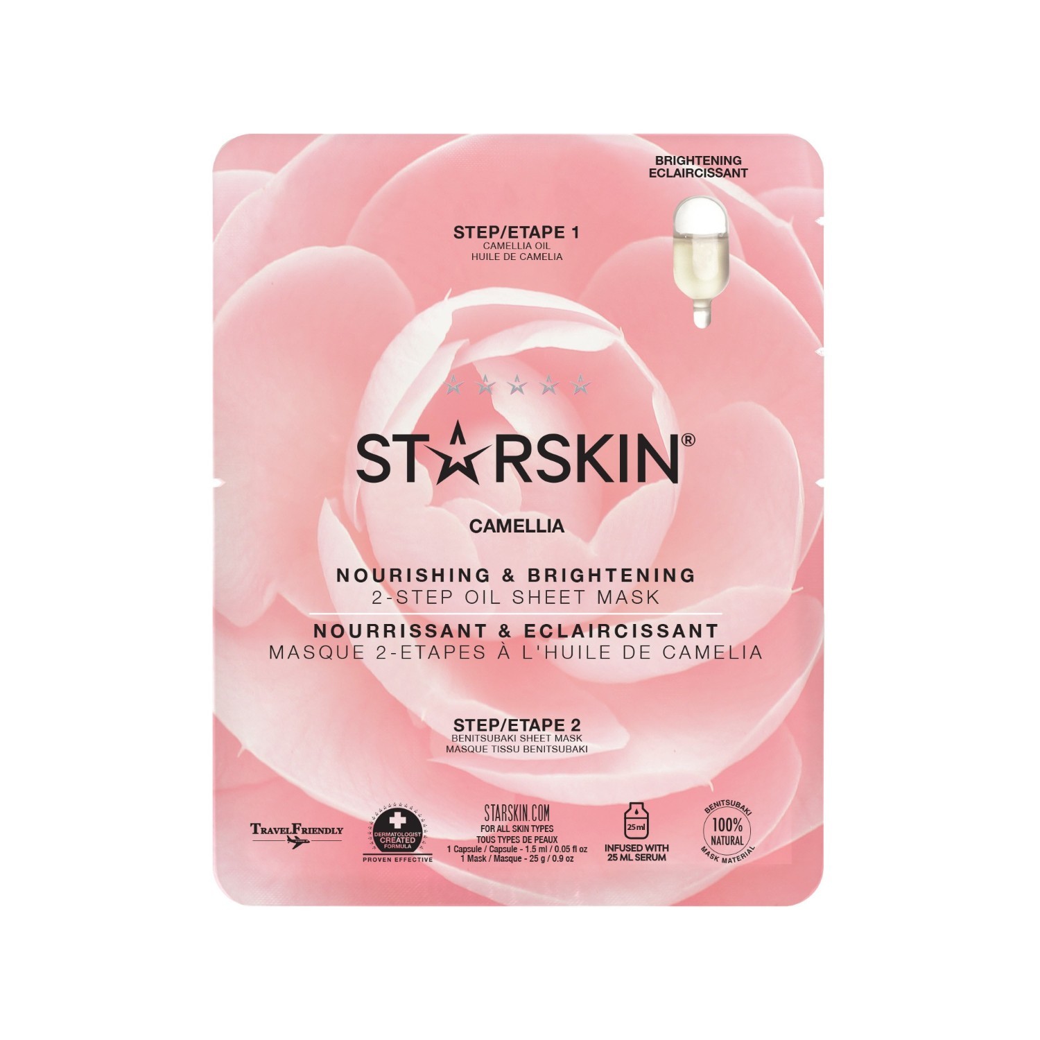 STARSKIN® Camellia Sheet Mask hranjiva i posvjetljujuća uljna maska u 2 koraka - 1 komad