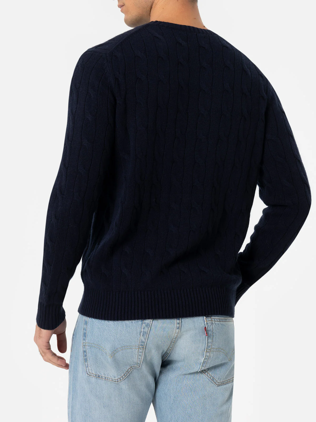 Regent herentrui met ronde hals, marineblauw, van kasjmierblend
