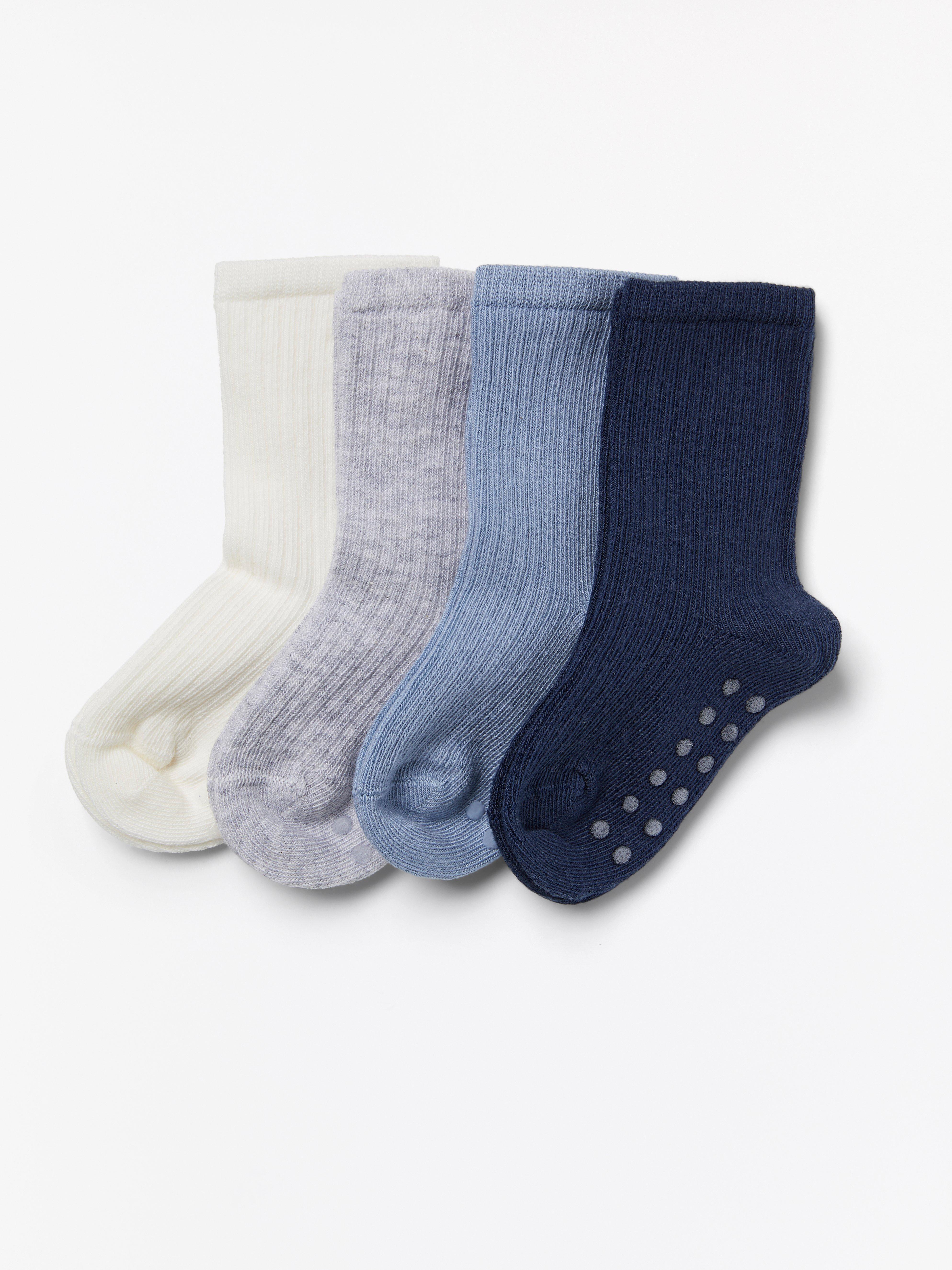 Lot de 4 paires de chaussettes côtelées bleu poussiéreux