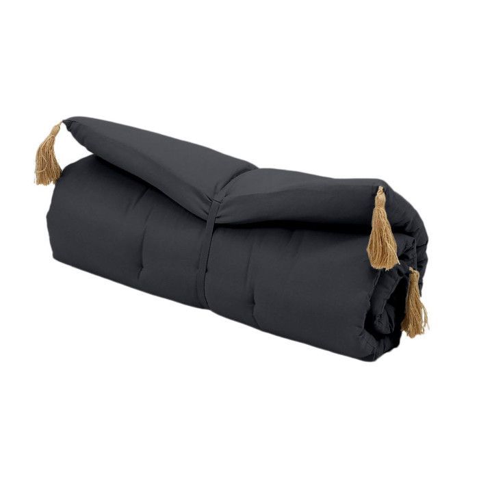 Enjoy Home - Panama Folding Futon with Jute Tassels - Dark Grey
