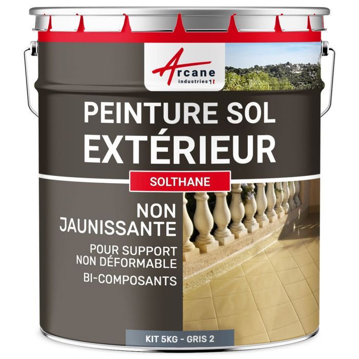 Exterior Paint for Concrete Floors - UV Resistant - SOLTHANE - 5 kg Telegris 2 - RAL 7046