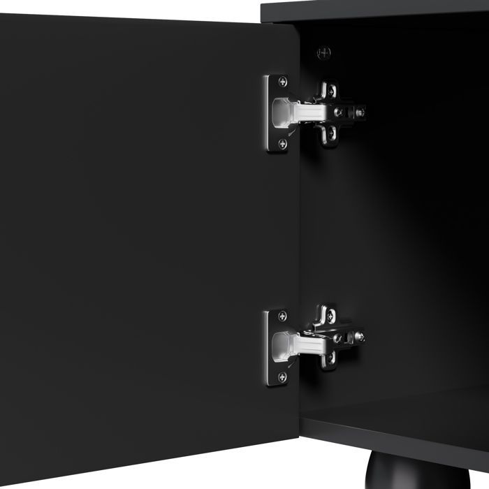 Mobile porta TV - MODERNLUXE - 180x40x42 cm - 2 cassetti, 4 ante - Gambe in legno massello - Nero