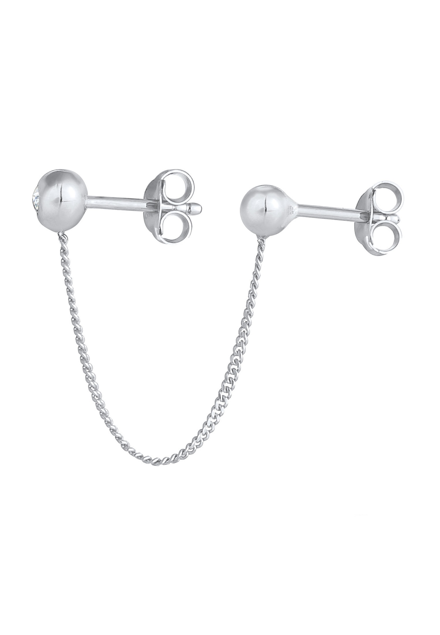 Elli Femmes Double Stud Earrings Ball Trend Blogger with Zirconia Crystals in 925 Sterling Silver Gold Plaquetted