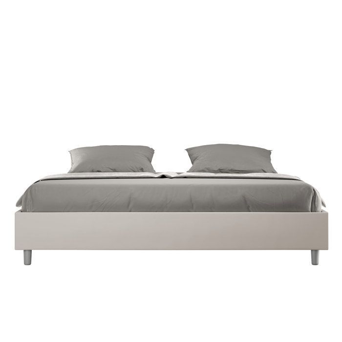 Cadre de lit king size - Ityhome - Azelia - Similicuir taupe - 200x210 cm - Rangement inclus