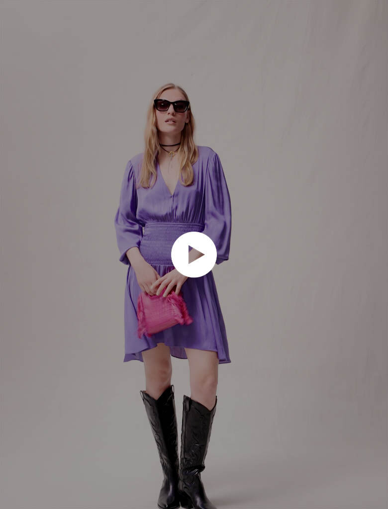 Rochie scurtă din satin - Violet