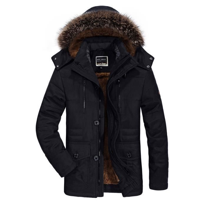 Doudoune polaire Cardigan Ajusté Capuche Noir chauffante Homme Vêtements JZ638B
