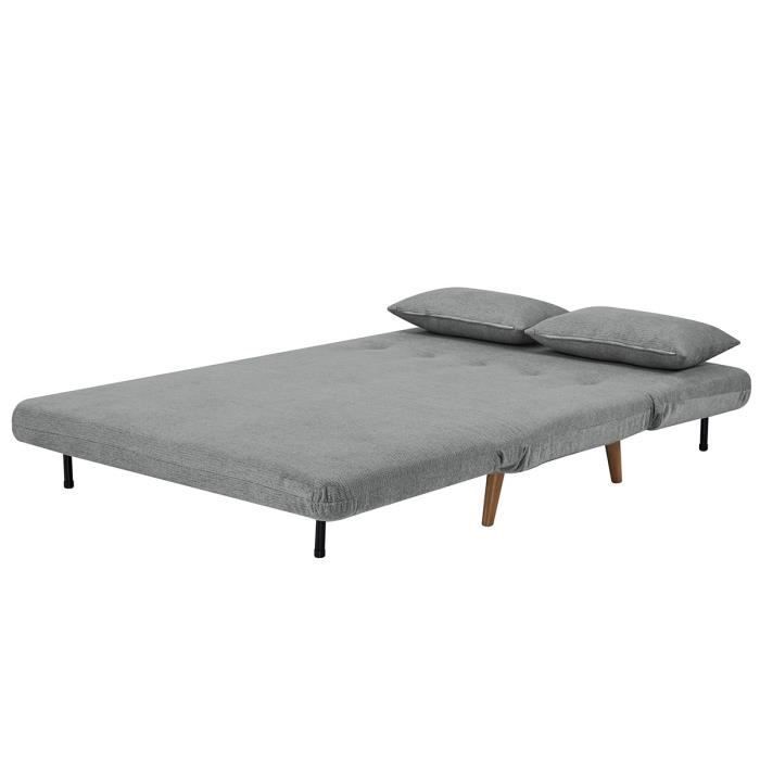 Sofá cama BZ - 2 plazas - Tela gris claro - 130 x 90 x 81 cm - DEPLO