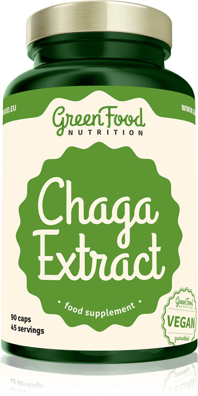 GreenFood Nutrition Chaga-Extrakt-Nahrungsergänzungsmittelkapseln werden aus einer seltenen Pilzart hergestellt.