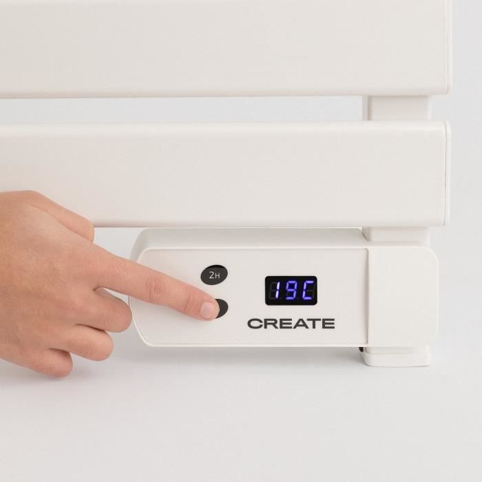 Calentador de toallas eléctrico - Create - 500W - Temporizador de 8 horas - Pantalla LCD - Montaje en pared o suelo