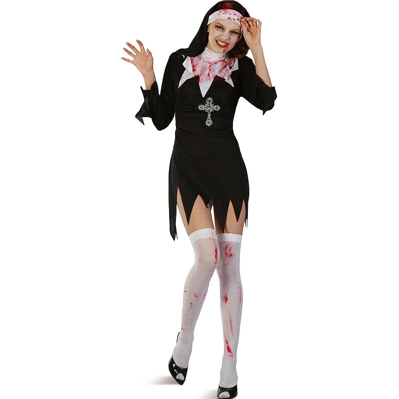 Time 2 Change Blodig Nunna Halloweenkostym S/M