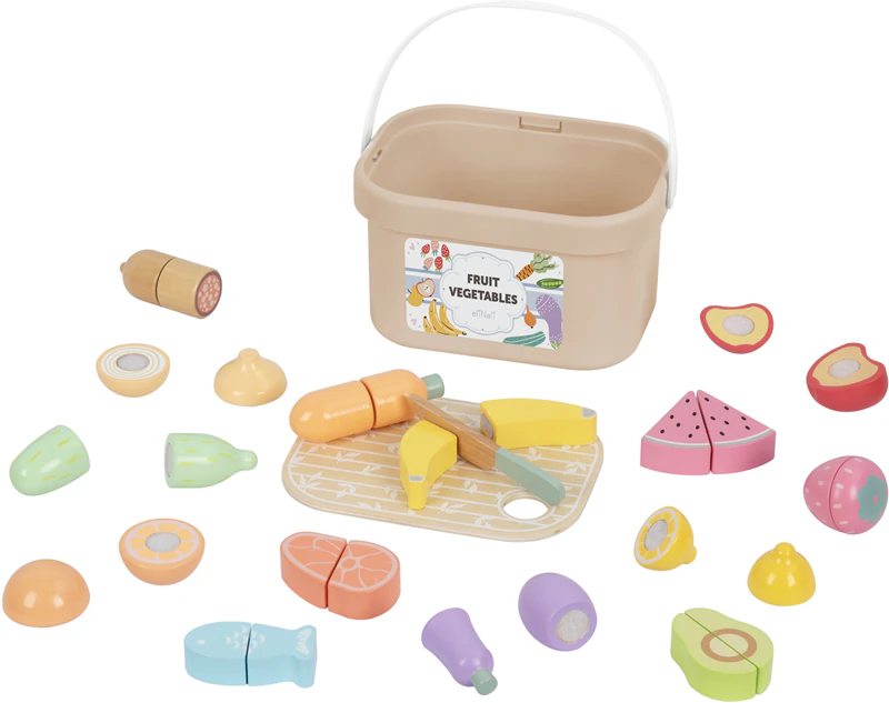 Conjunto de Brinquedos de Madeira de Frutas e Legumes eliNeli
