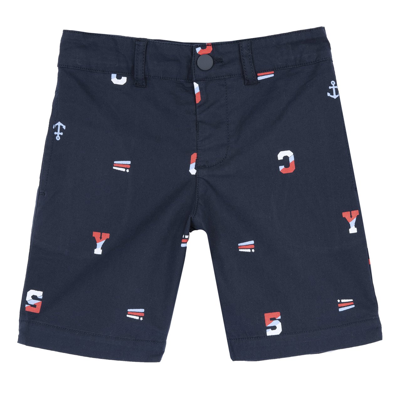 Granatowe szorty z nadrukiem
