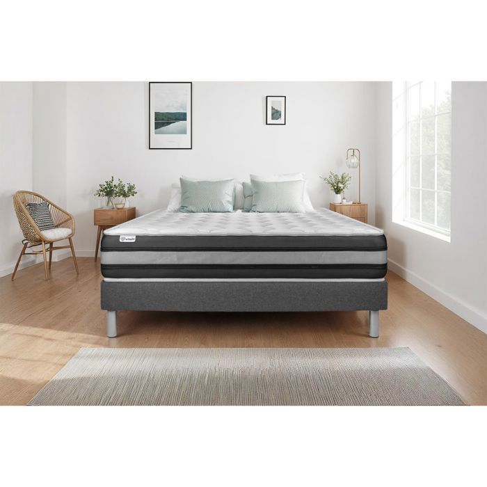 Conjunto de colchón y base de cama de 140x200 cm - Vitalspring Zen Grey