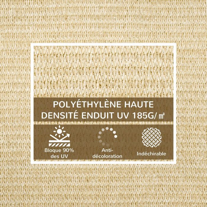 Outsunny - Voile d'ombrage - HDPE - 4x3m - Beige