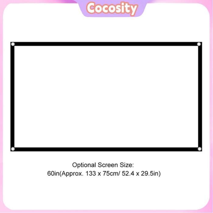 Pantalla de proyección Cocosity 16:9, pantalla de proyector HD portátil, cortina de proyección plegable, proyector de vídeo de 60 pulgadas
