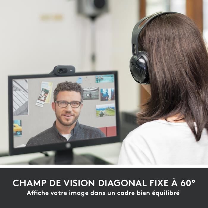 LOGITECH - C505 HD Webcam - USB HD 720p - Microfoon met groot bereik - Compatibel met pc of Mac - Grijs/Zwart