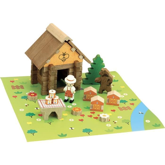 Jeujura-8223-Honighaus-50-teiliges Holzbauset, 8223