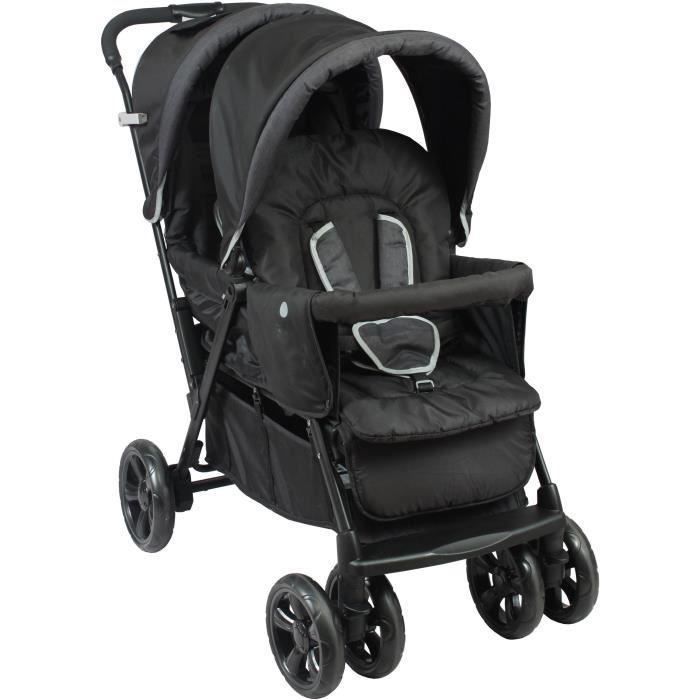 Passeggino doppio BAMBISOL - Completamente equipaggiato - Parapioggia incluso - Facile da piegare