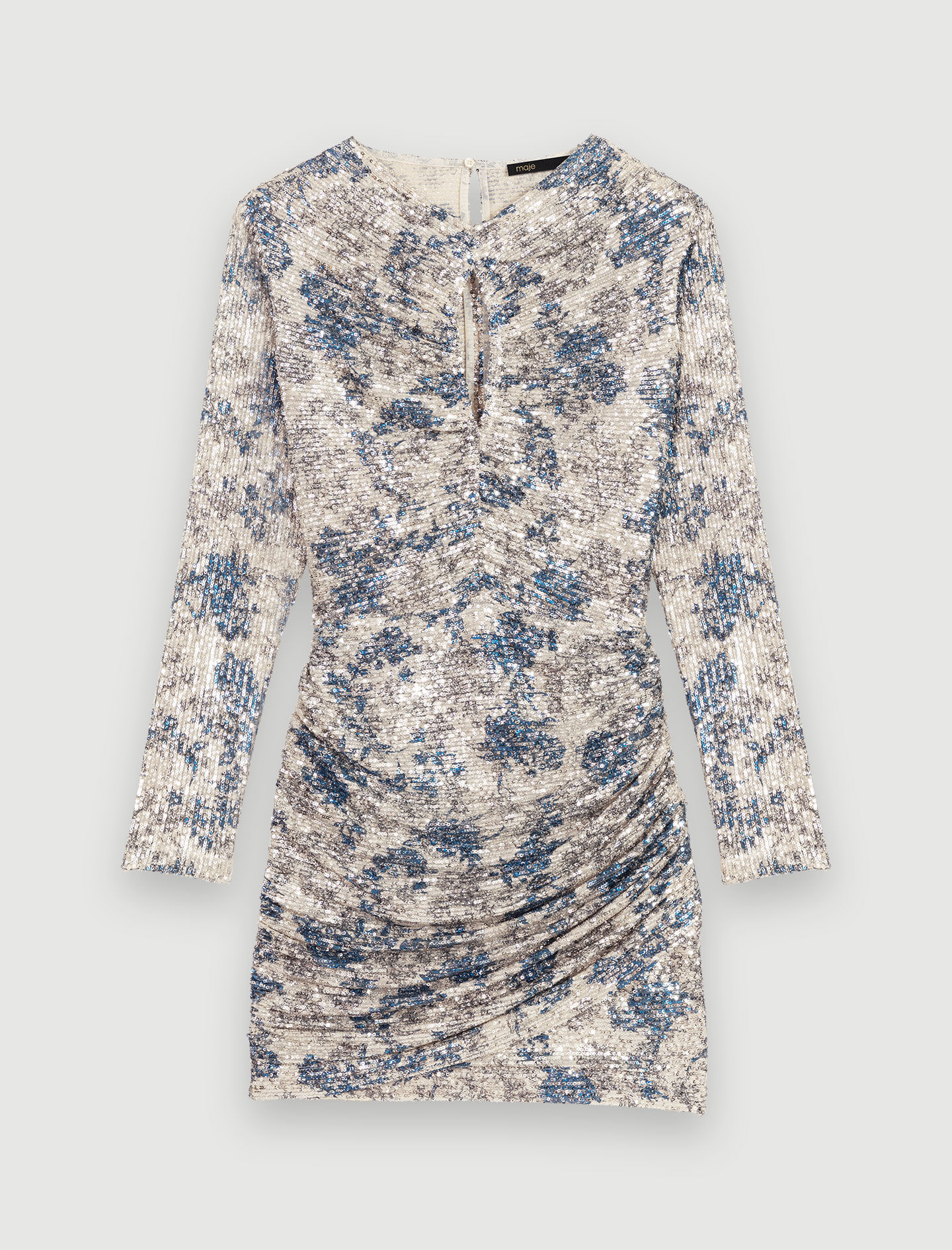 Rochie cu paiete drapate - Argintiu