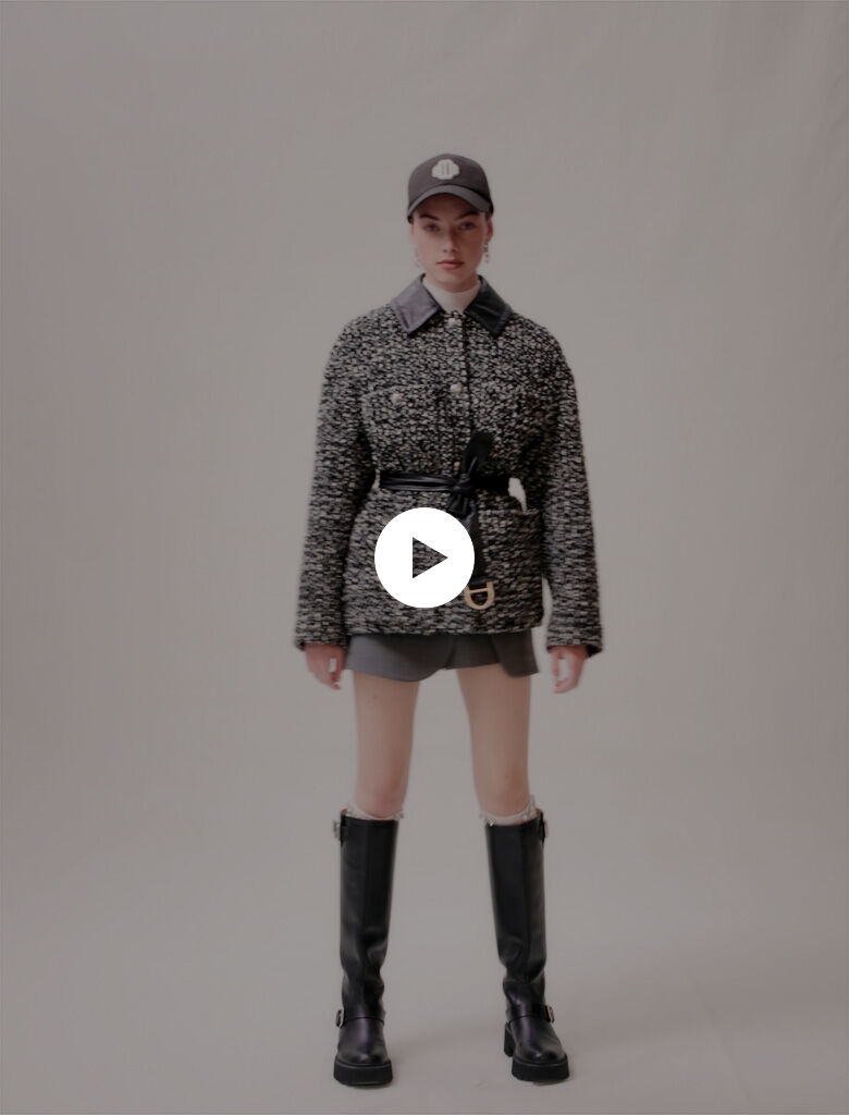 Palton scurt din tweed - Noir/blanc