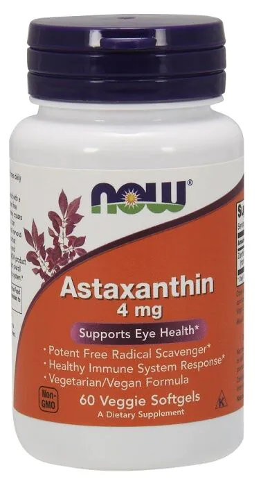 Now Foods Astaxanthin 4 mg, Suplement diety zawierający astaksantynę, Kapsułki