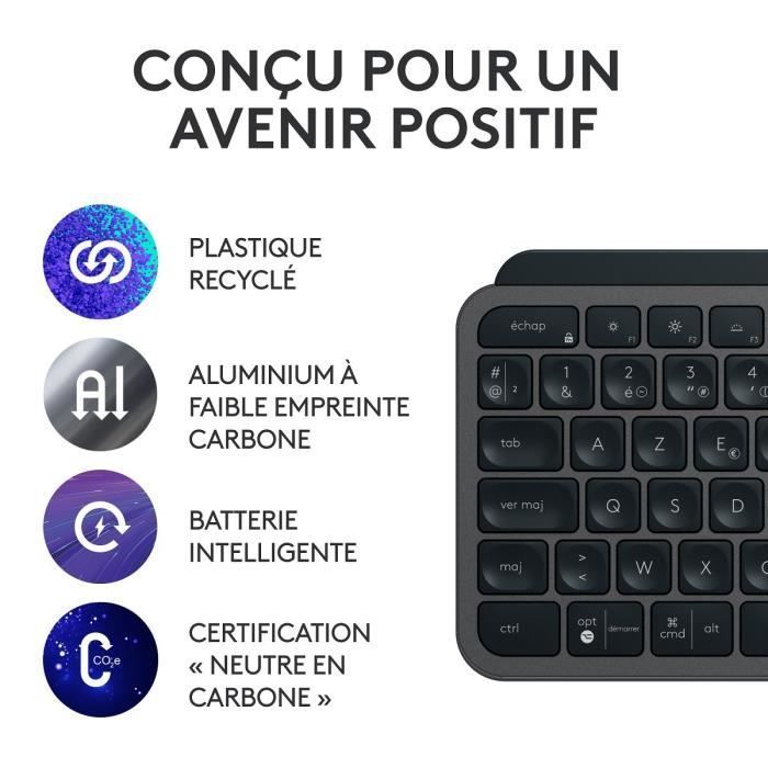 Combo de teclado y ratón inalámbrico - Logitech - MX Keys S - AZERTY - Retroiluminado - Grafito