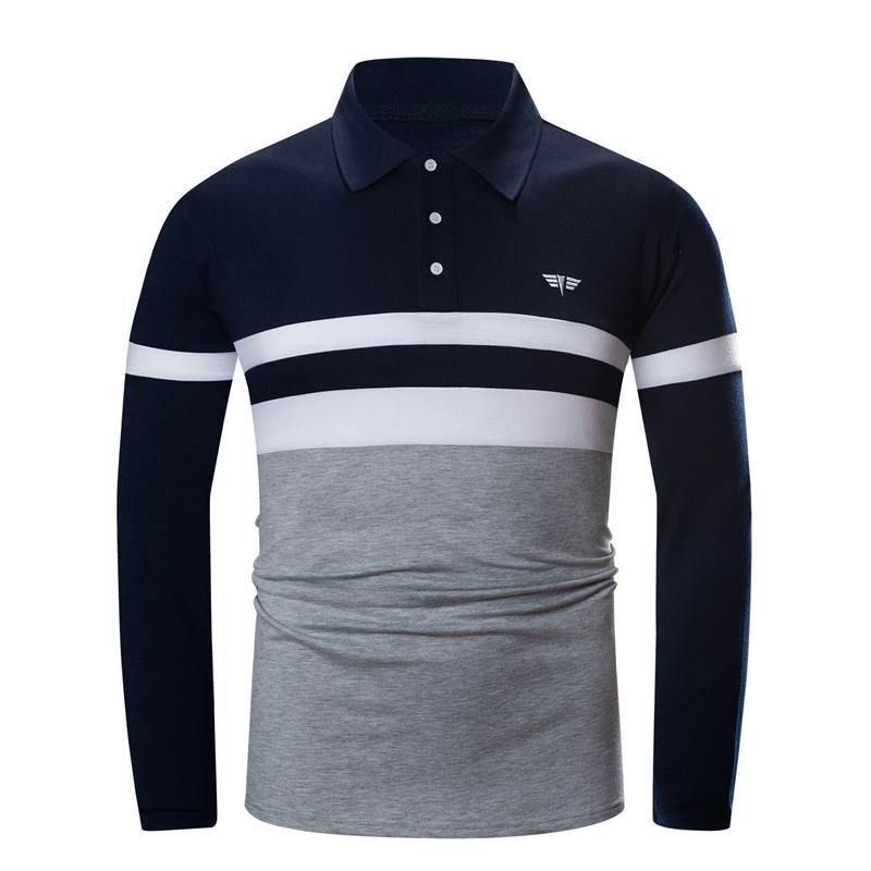Nuova collezione autunno 2020, 100% cotone, calda, maniche lunghe, polo ricamata da uomo, elegante, casual, business, a righe, FM1007