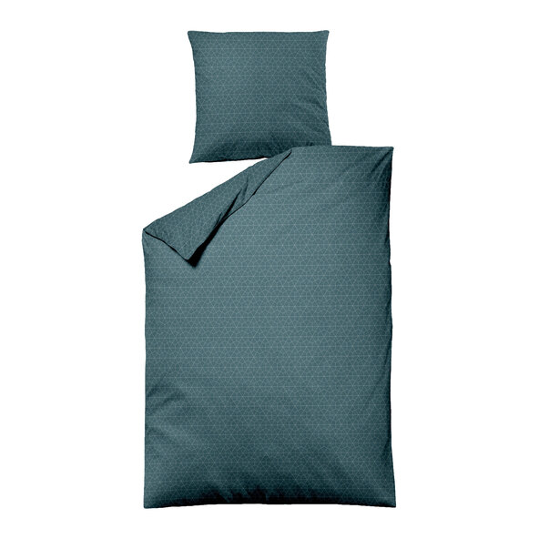 Lenjerie de pat din flanel Jacquard 135/200 + 80/80 cm, fagure de miere, culoare petrol