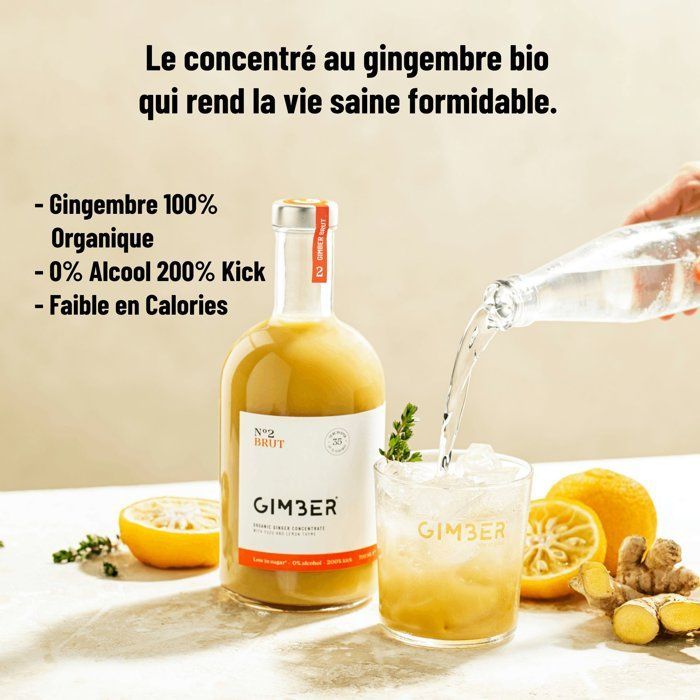 Gimber - N.º 2 - Crudo - Concentrado de jengibre orgánico con yuzu y tomillo limón - 700 ml