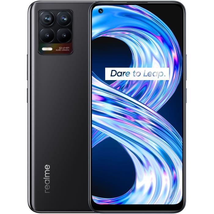 REALME 8 6GB+128GB Schwarz + kostenlose Silikonhülle