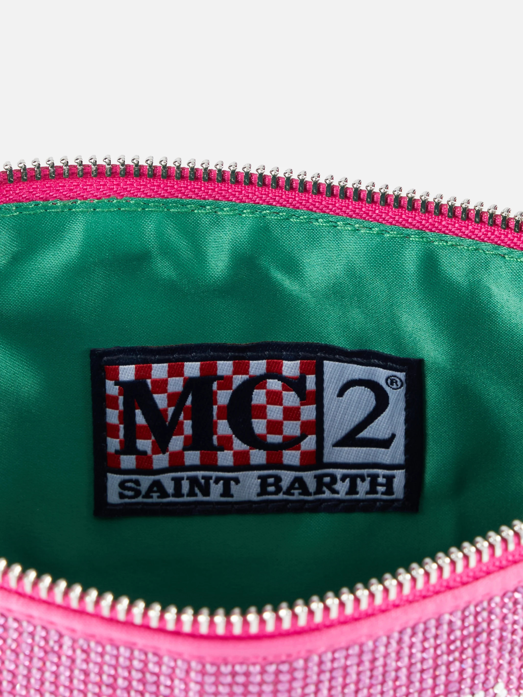 Minitasje met fuchsia strass-steentjes