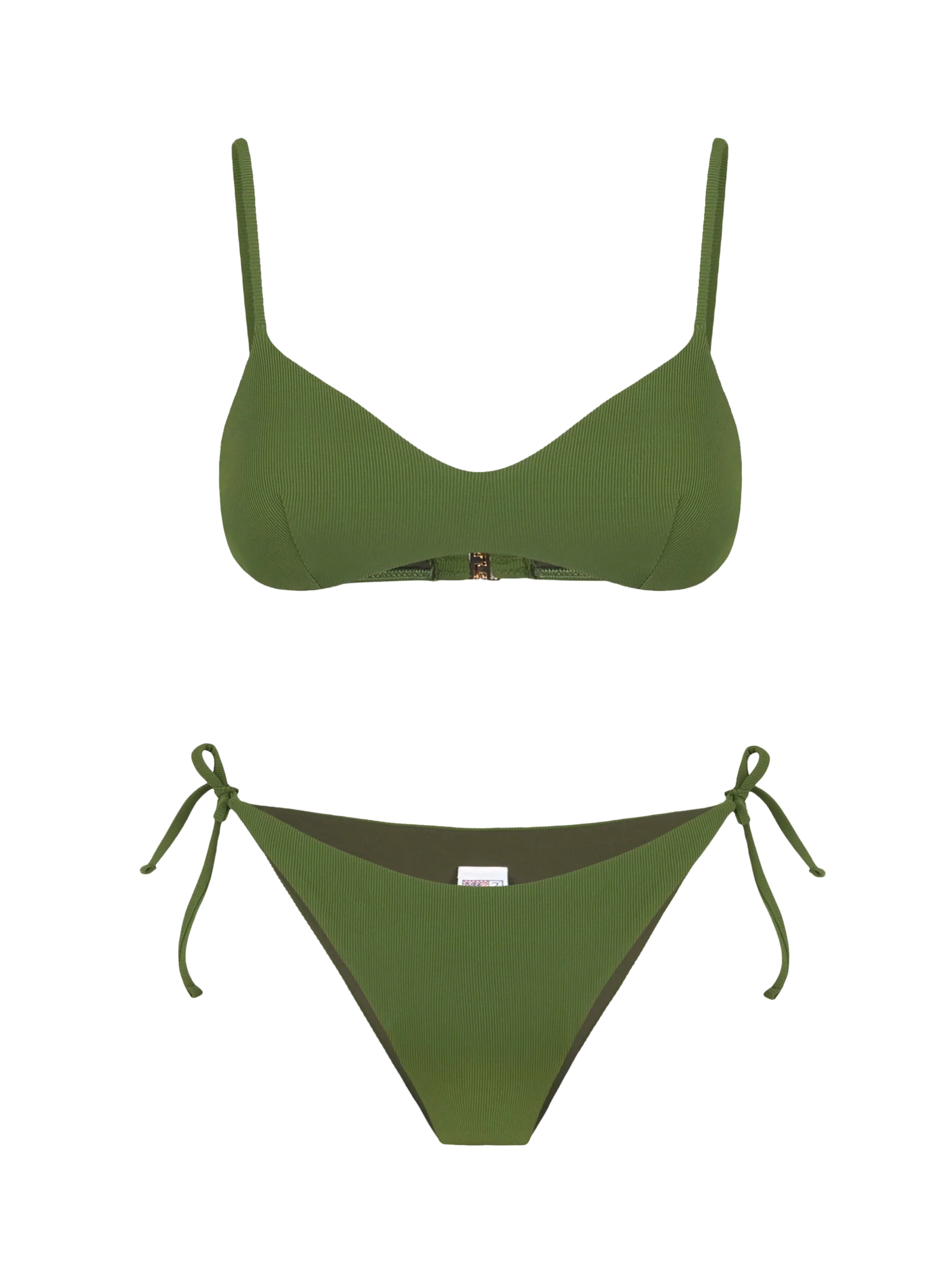 Damesbikini met geribbelde bralette in militaire stijl