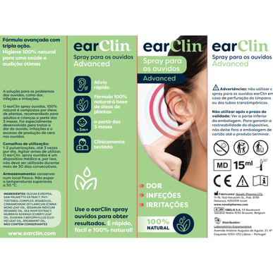 Earclin Advanced ušní sprej pro léčbu ušních infekcí 15 ml