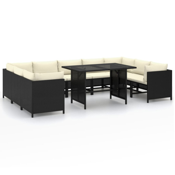 Zestaw wypoczynkowy do ogrodu Czarny Technorattan 4x hjørne   5x sofa