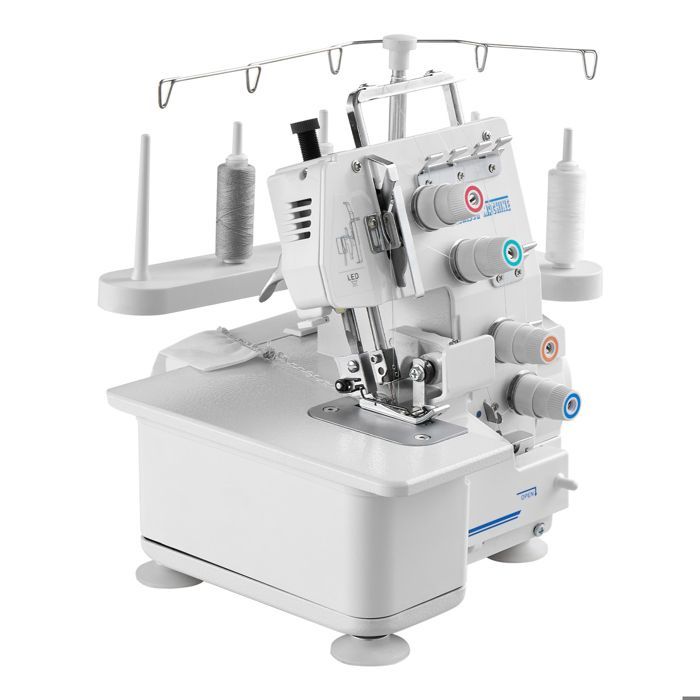 Duoku Overlock-maskin 1250 sting/min - 3- og 4-tråds symaskin - egnet for forskjellige stoffer, med LED-belysning - hvit