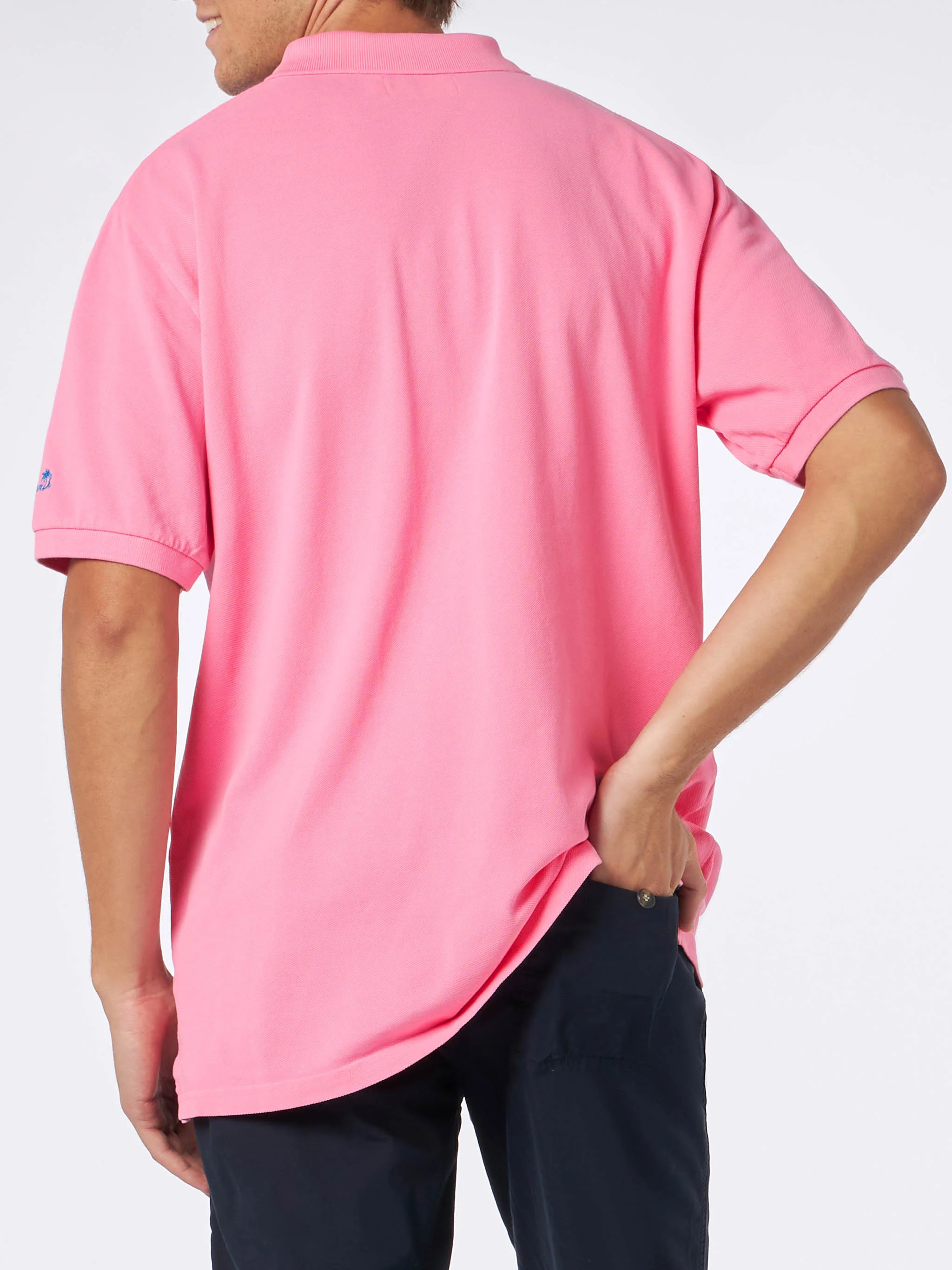 Roze piqué poloshirt voor heren met St. Barth-logo en vintage-effect.