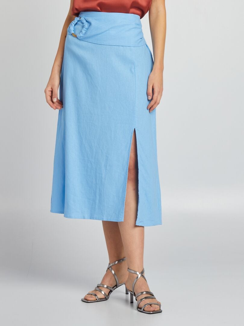 Linnen midi-rok - BLAUW