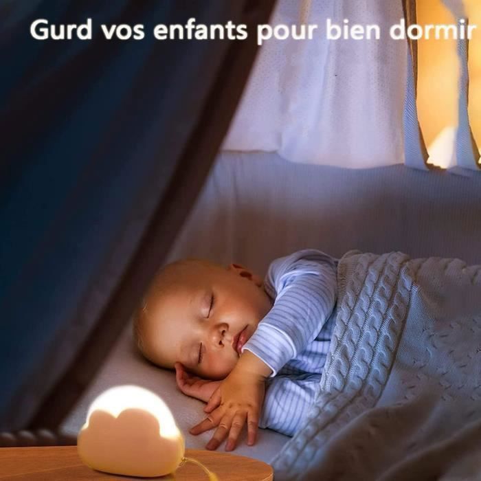 Luz nocturna para bebés, luz nocturna infantil recargable con brillo ajustable, 4 niveles de brillo y cable de silicona, lámpara LED de mesita de noche.