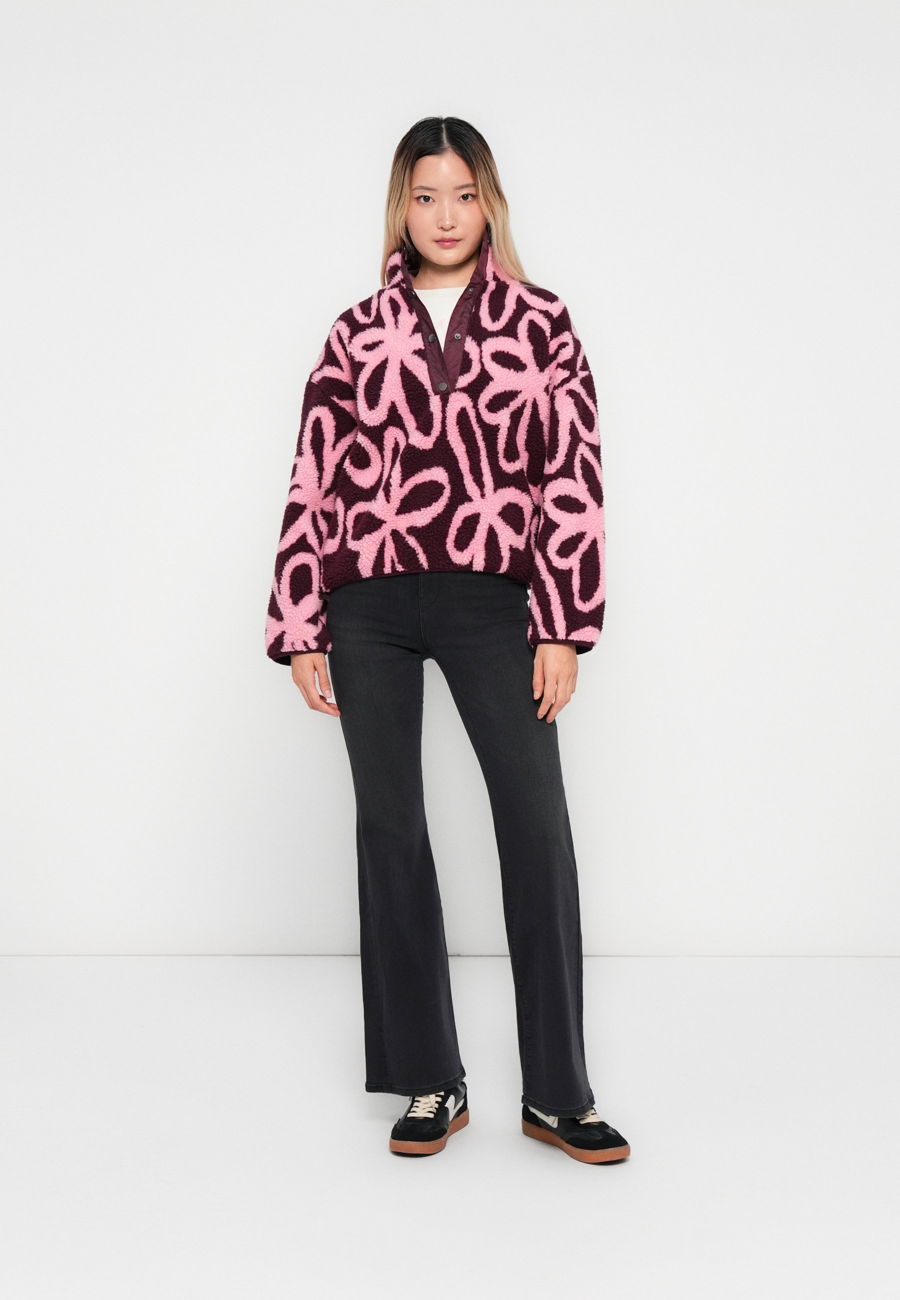 ALLEEN BIJ ONLAMY - Fleece trui - bordeauxrood/roze