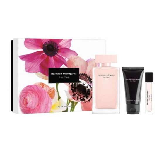 Narciso Rodriguez for Her woda perfumowana spray 100 ml   10 ml   balsam do ciała 50 ml