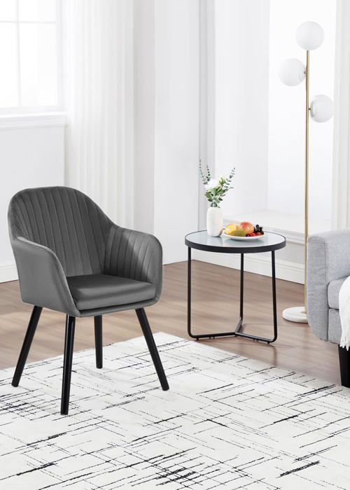 WOLTU Lot de 4 Chaises de Salle à Manger, Assise en Velours, Chaise pour Cuisine-Salon-Café, Gris Foncé
